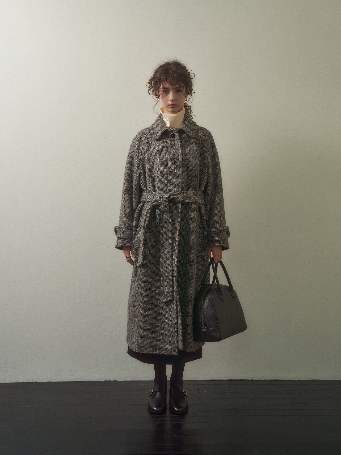CHABROL COAT [ Salt & Pepper Black Tweed ]