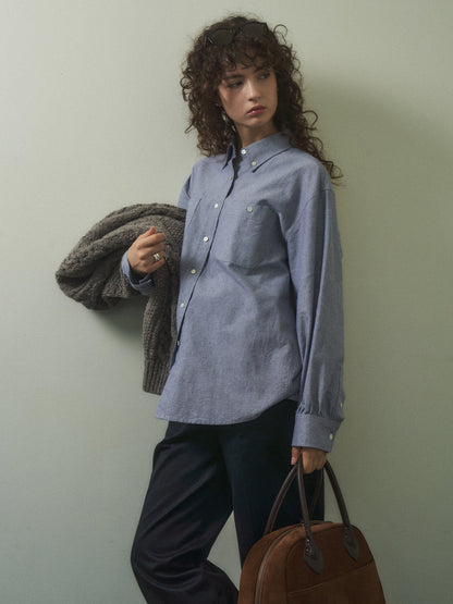 2 POCKET BUTTON DOWN SHIRT [ Navy Oxford ]