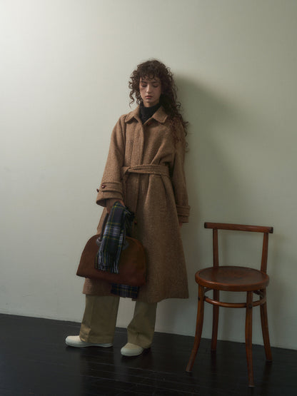 CHABROL COAT [ Brown & Oat Herringbone ]