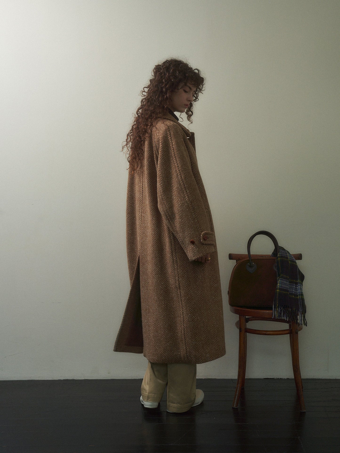 CHABROL COAT [ Brown & Oat Herringbone ]