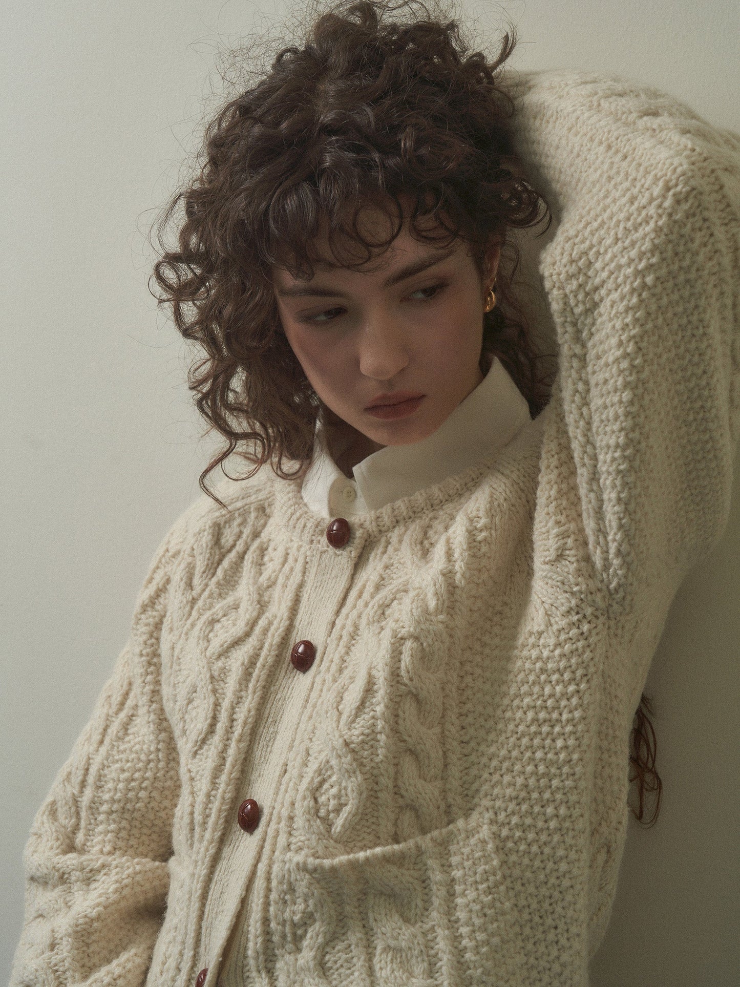 (-20%) CREAM TEA CABLE CARDIGAN [ Cream ]