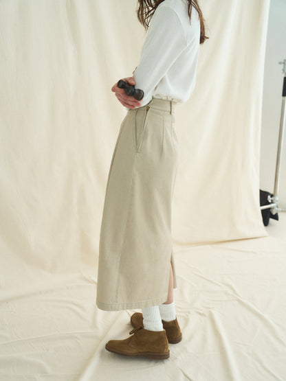 (-30%) OLD WASHED COTTON SKIRT [ Ecru Beige ]