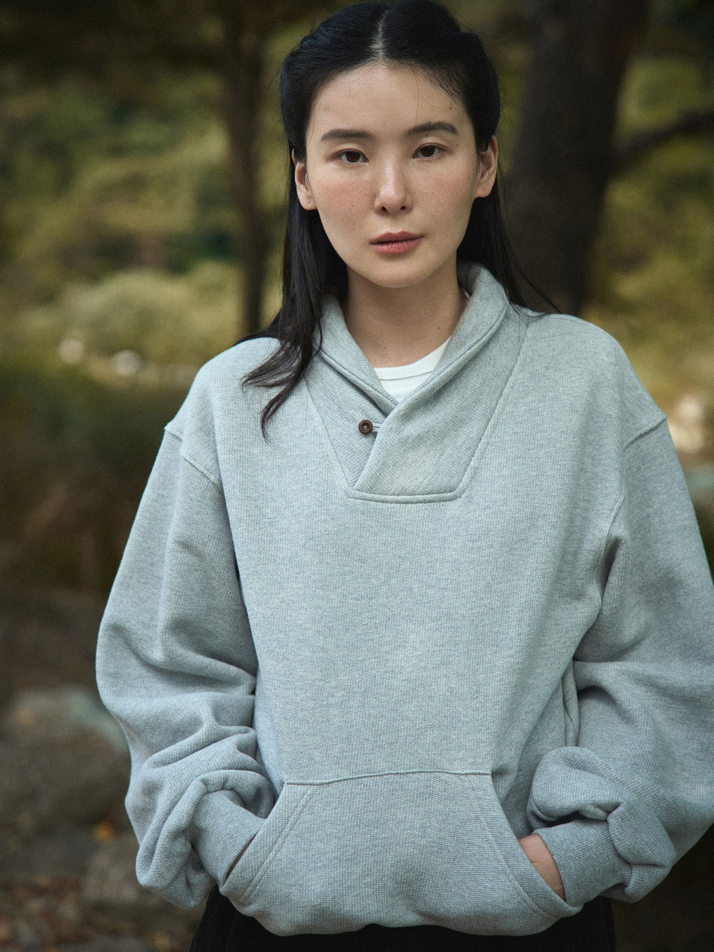 SHAWL COLLAR SWEATSHIRT [ Gray Melange ] 1st Reorder