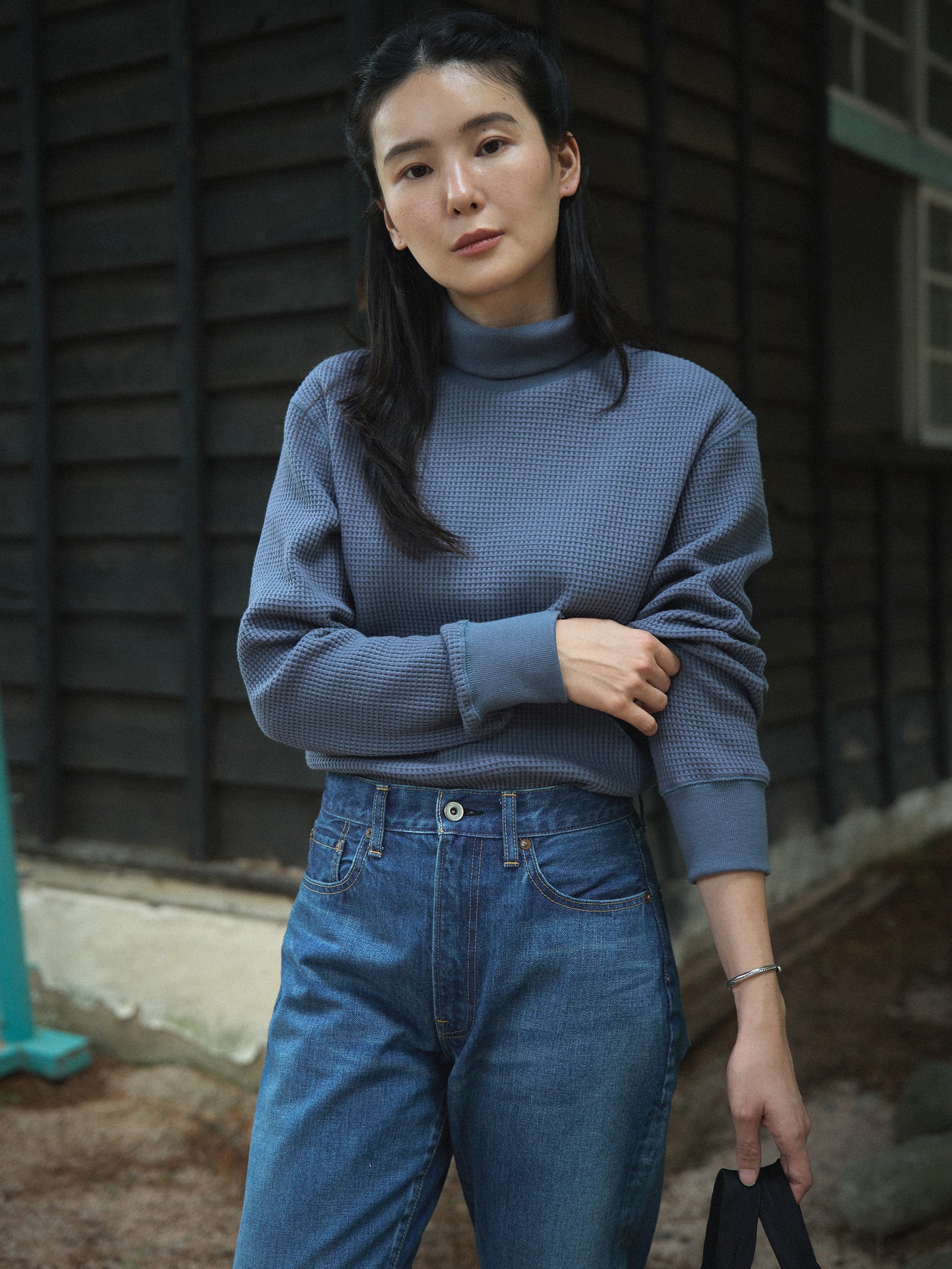 SALLY'S WAFFLE TURTLE TEE [ Smoke Blue ] New Season