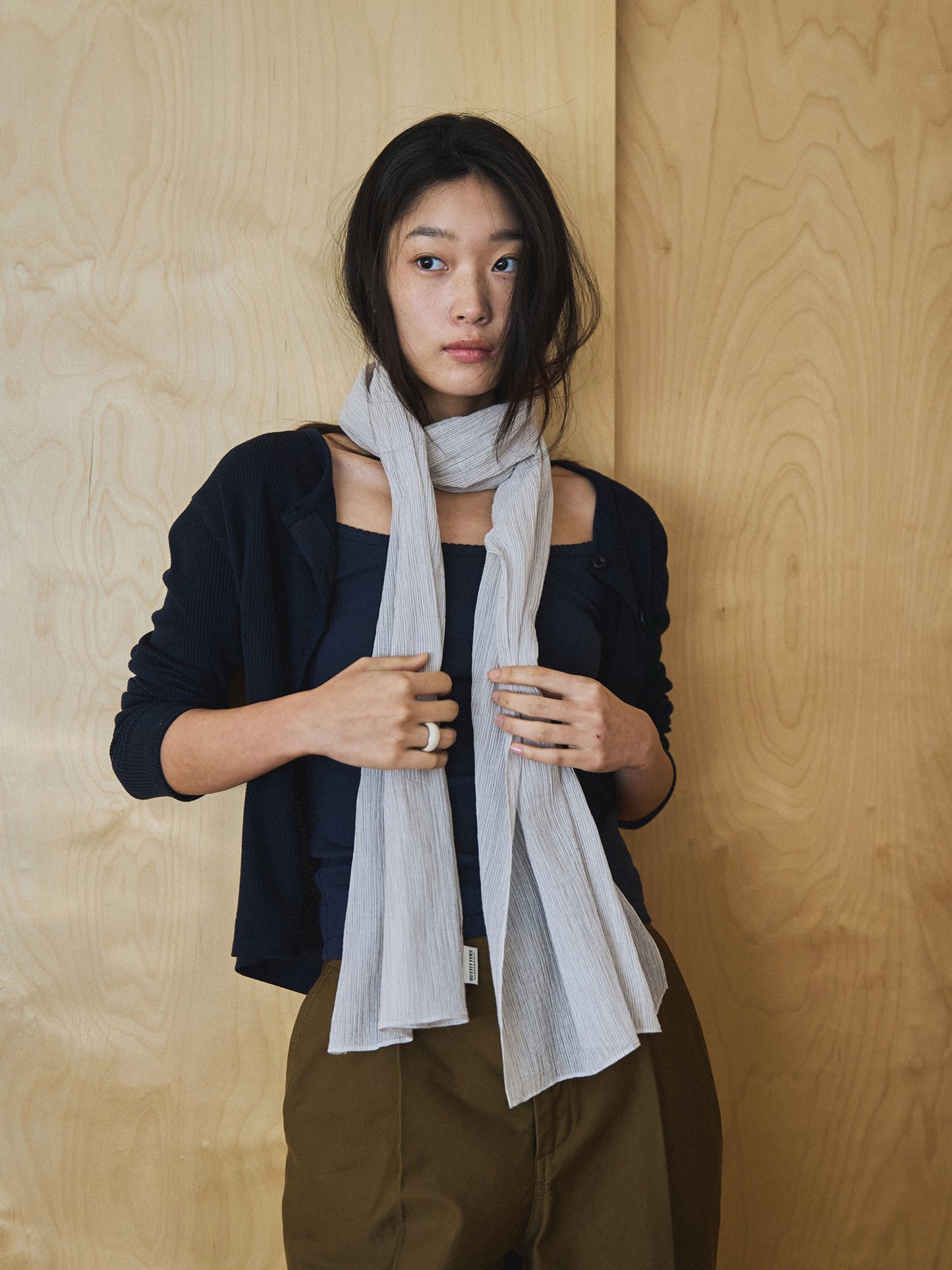 MIST STRIPE SCARF [ Off White ]
