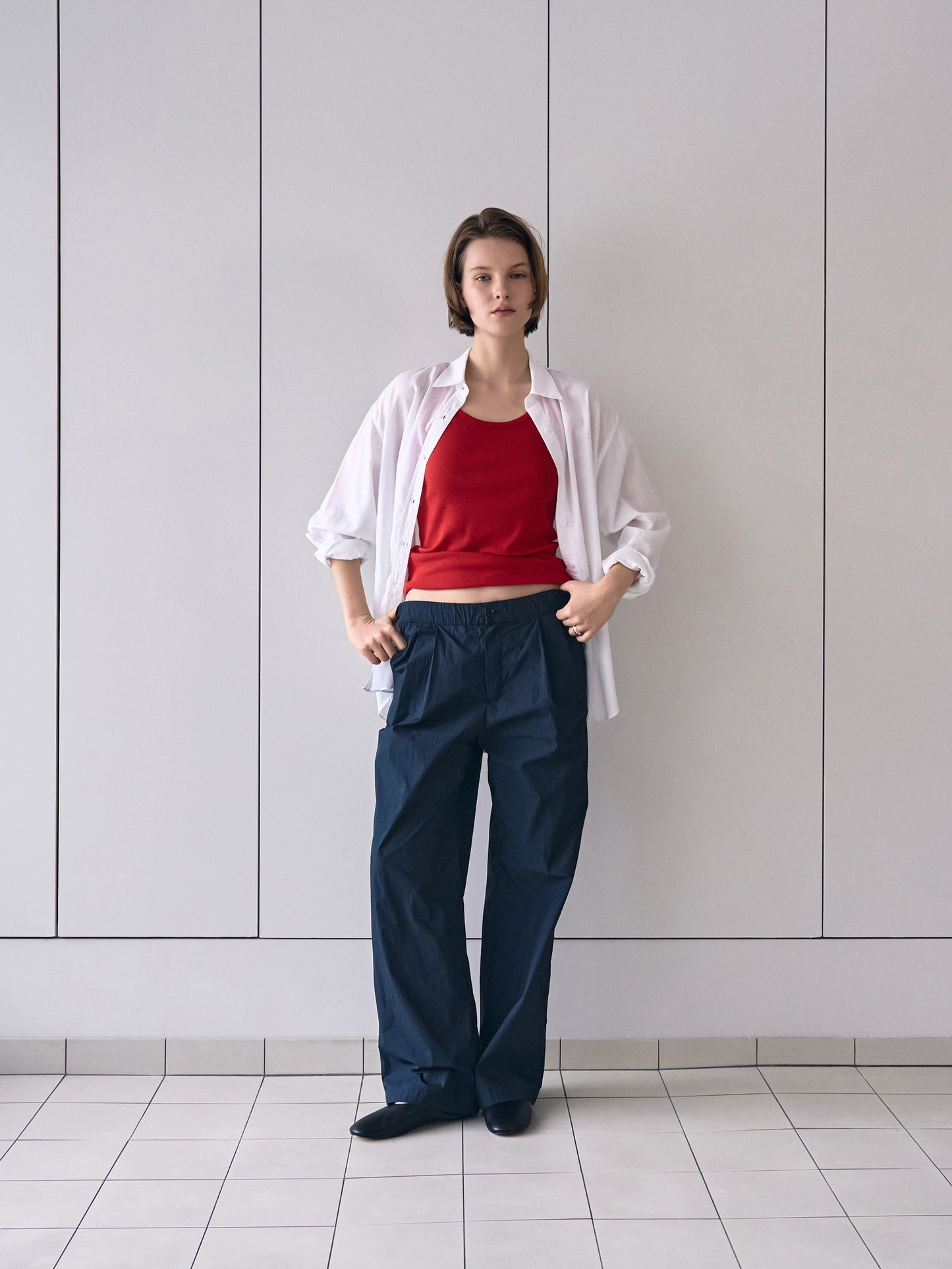 ROSA EASY COTTON PANTS [ Deep Navy ]