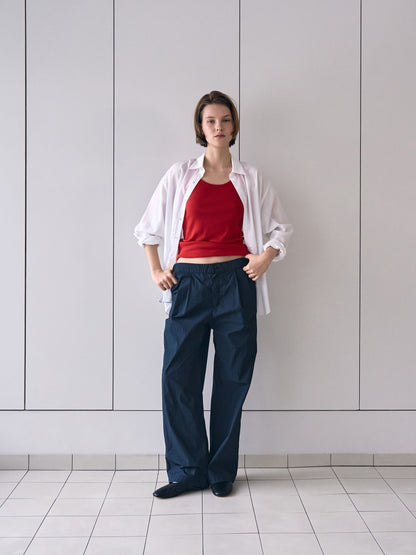 ROSA EASY COTTON PANTS [ Deep Navy ]
