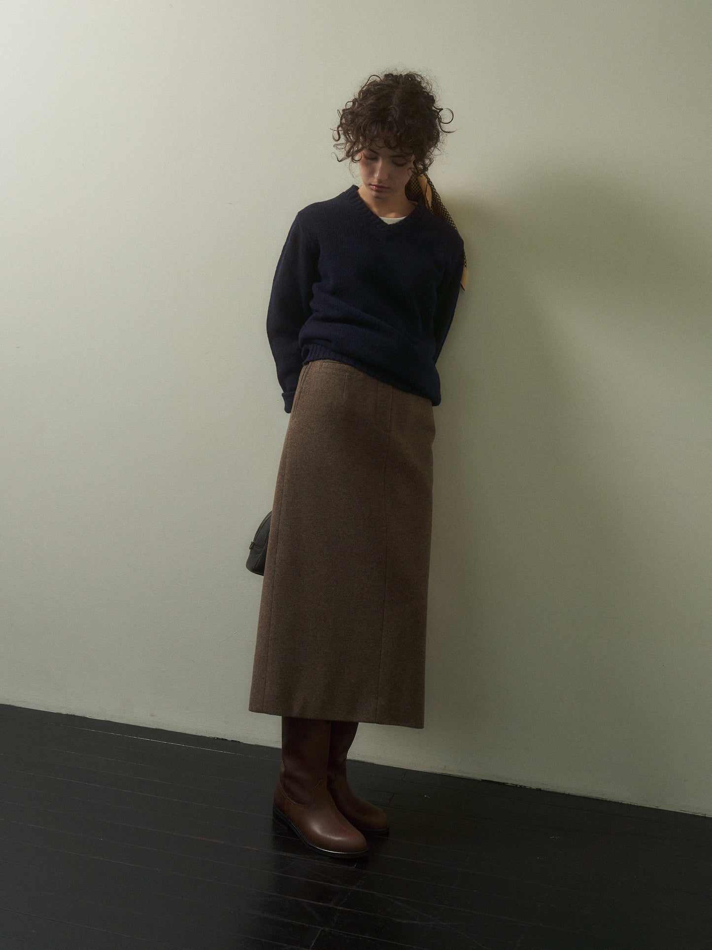 (-20%) EVENING WOOL SKIRT [ Mocha Melange ]