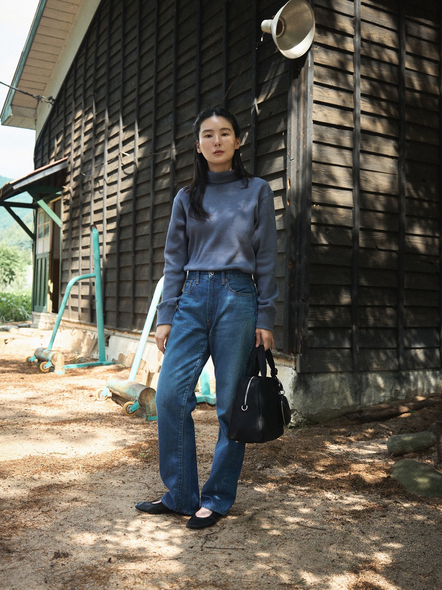 SALLY'S WAFFLE TURTLE TEE [ Smoke Blue ] New Season