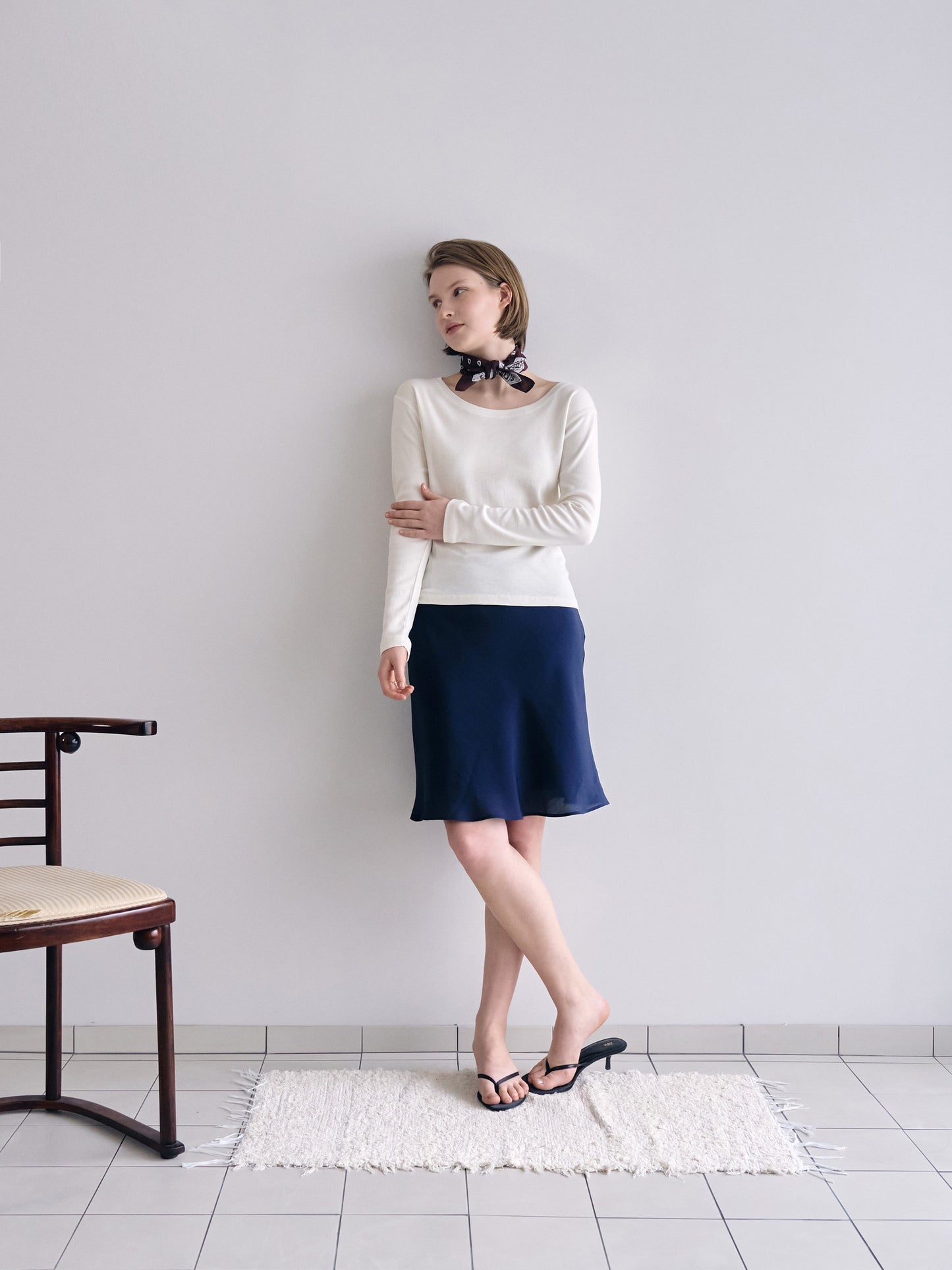 CHARDONNAY MIDI SKIRT [ Navy ]