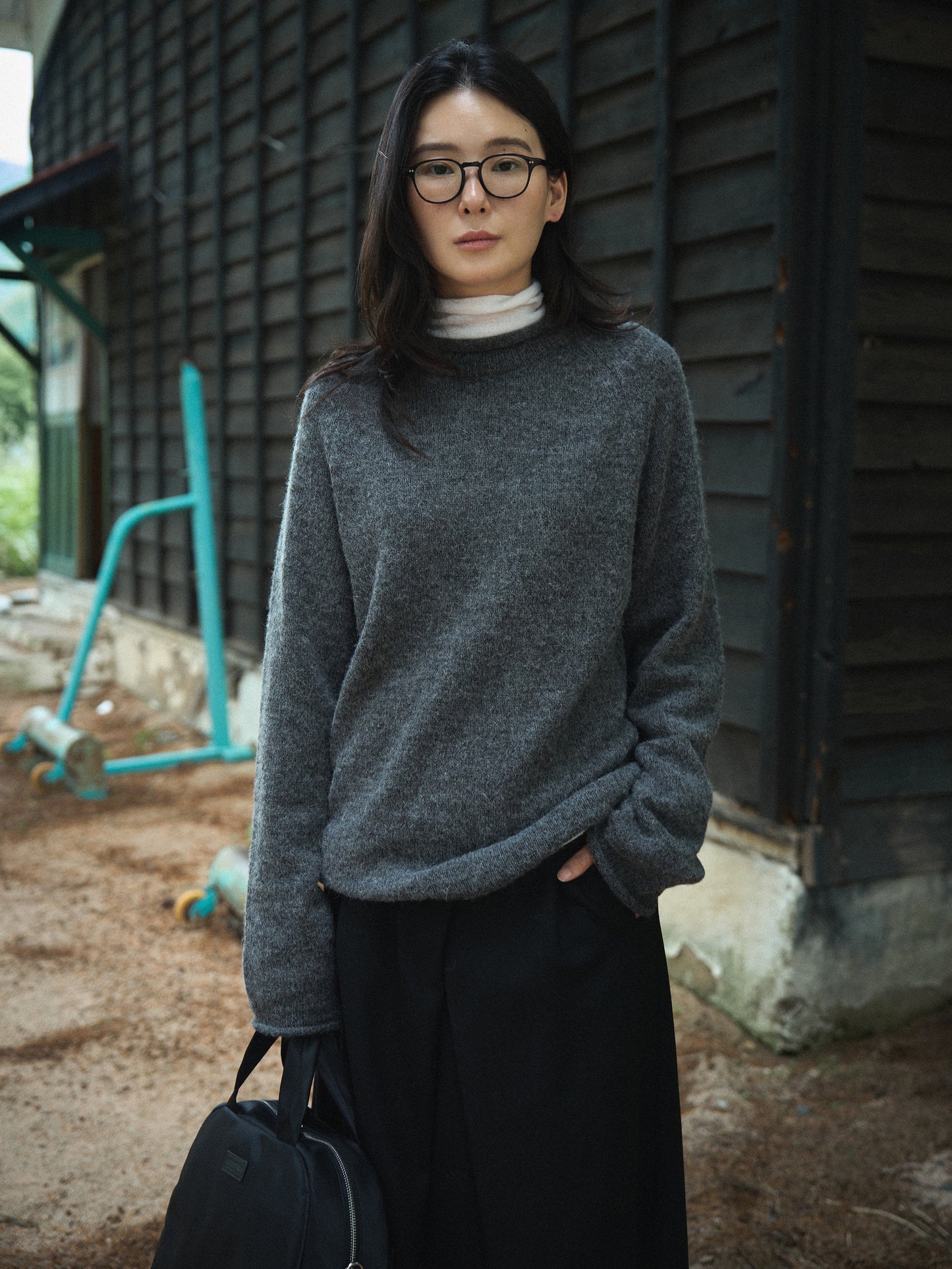 RUSTLE WOOL TURTLE TOP [ Warm Ivory ]