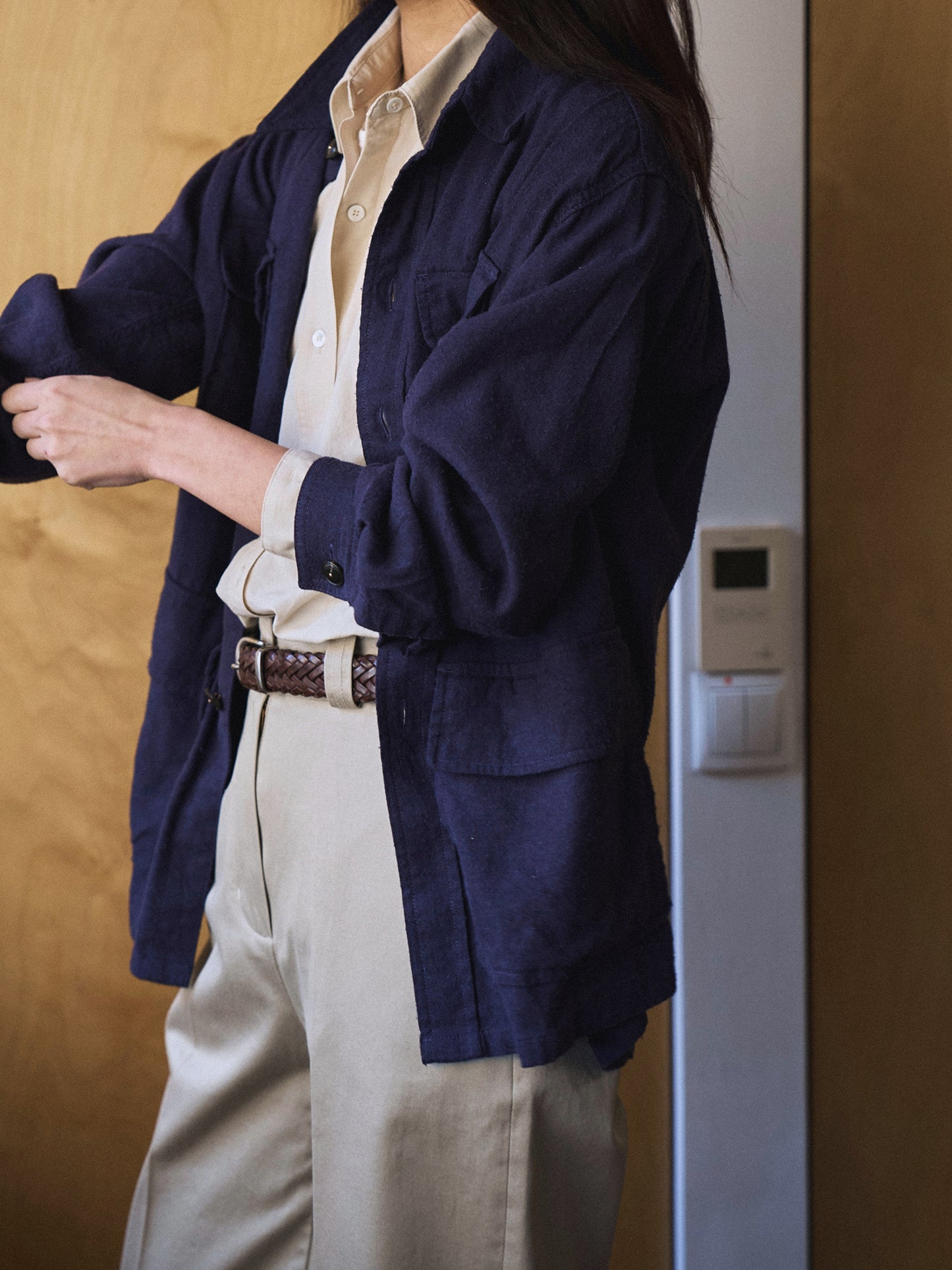 CAROLINE SILK LINEN JACKET [ Royal Blue ]