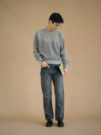 WAFFLE CREWNECK SWEATSHIRTS [ Gray ]