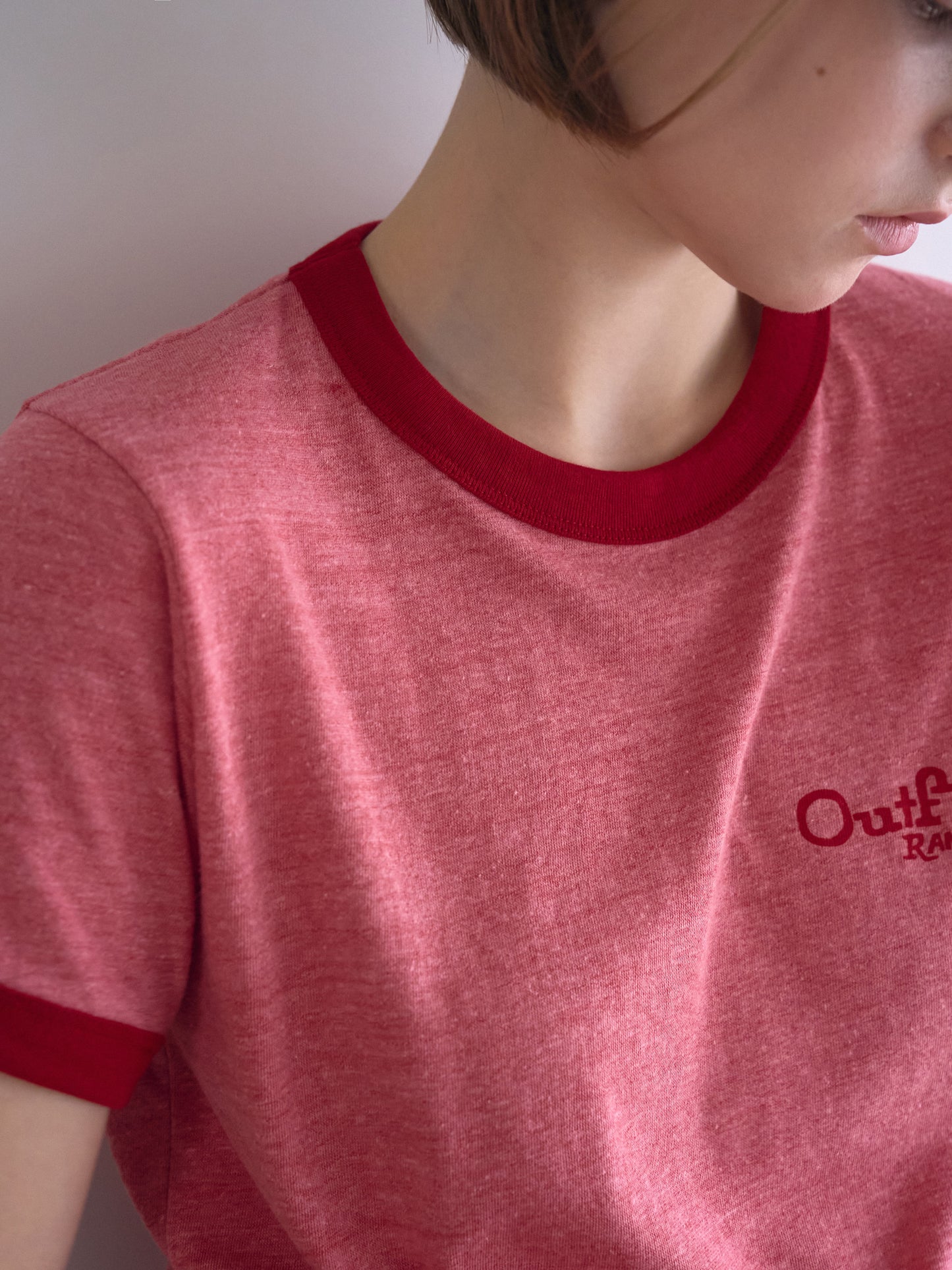 OUTFITTERS LOGO RINGER T-SHIRT [ Vintage Red ]