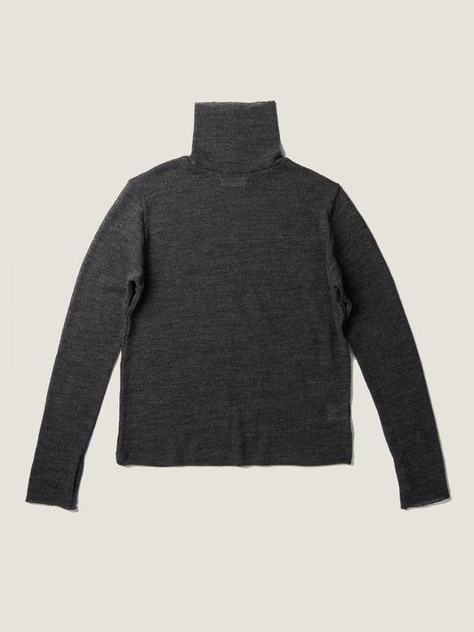 RUSTLE WOOL TURTLE TOP [ Blend Charcoal ]