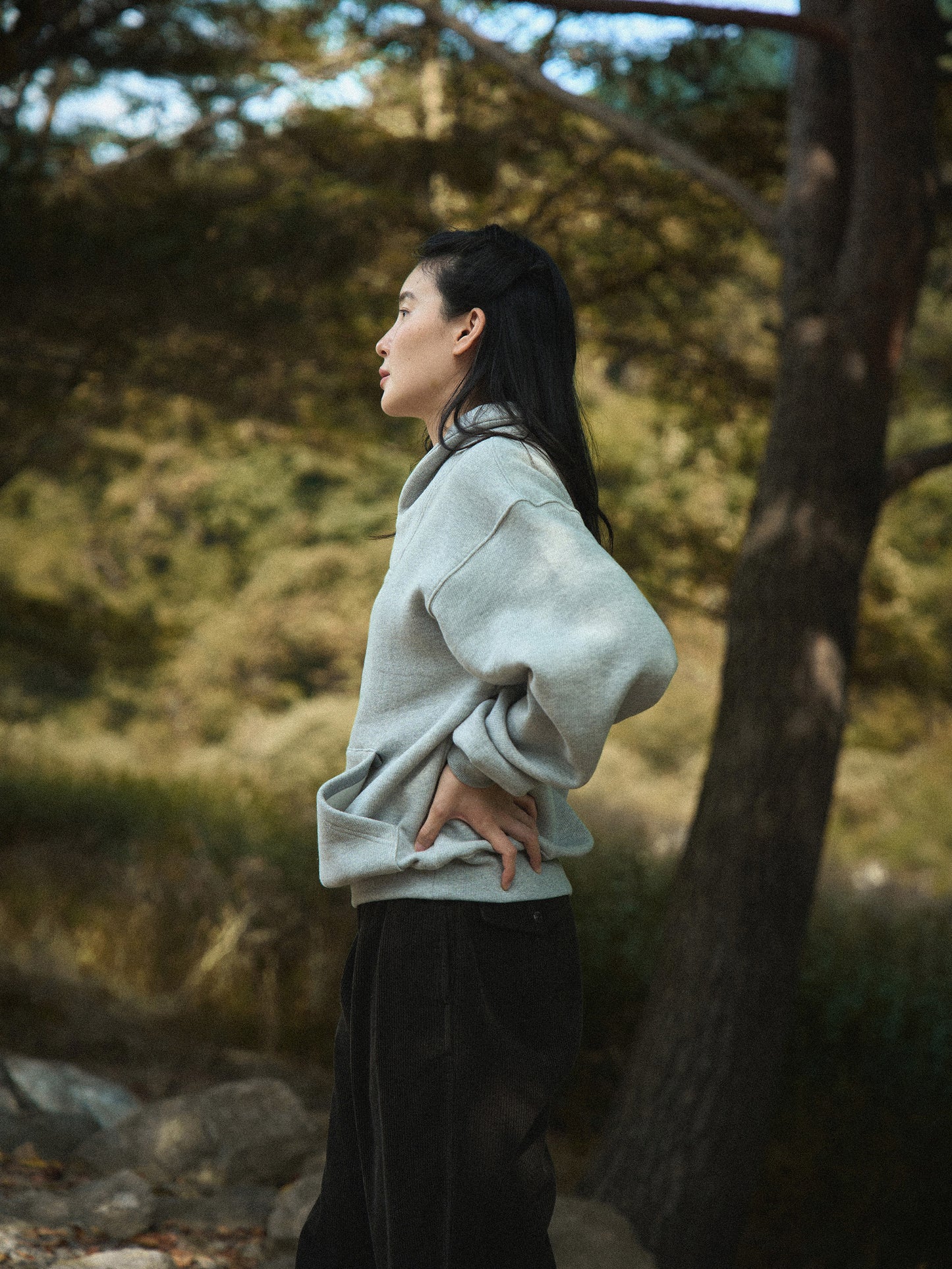 SHAWL COLLAR SWEATSHIRT [ Gray Melange ] 1st Reorder