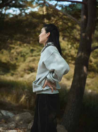 SHAWL COLLAR SWEATSHIRT [ Gray Melange ] 1st Reorder