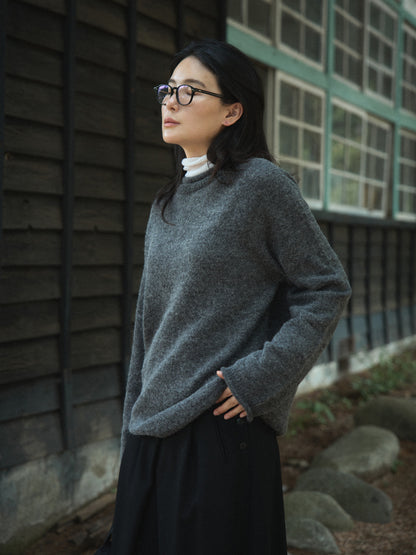 RUSTLE WOOL TURTLE TOP [ Warm Ivory ]