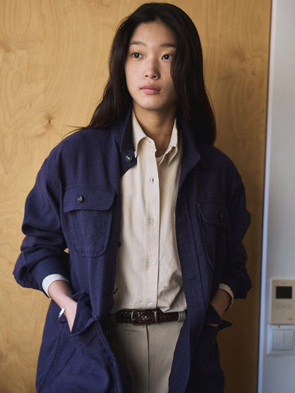 CAROLINE SILK LINEN JACKET [ Royal Blue ]