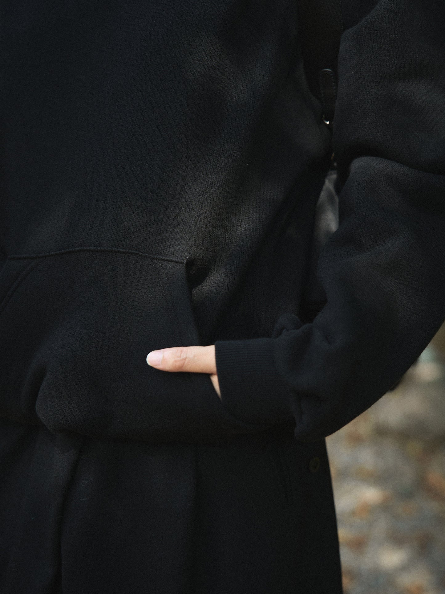 SHAWL COLLAR SWEATSHIRT [ Deep Black ]