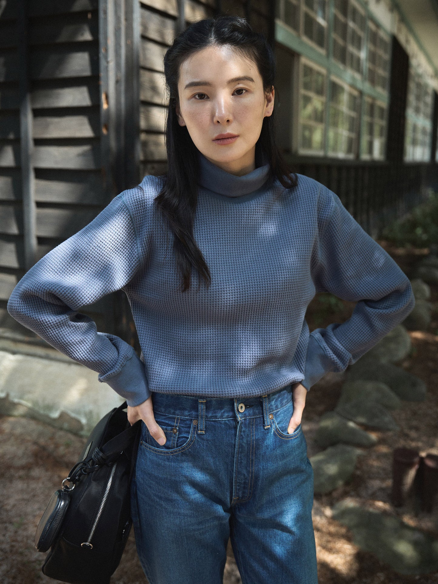 SALLY'S WAFFLE TURTLE TEE [ Smoke Blue ] New Season