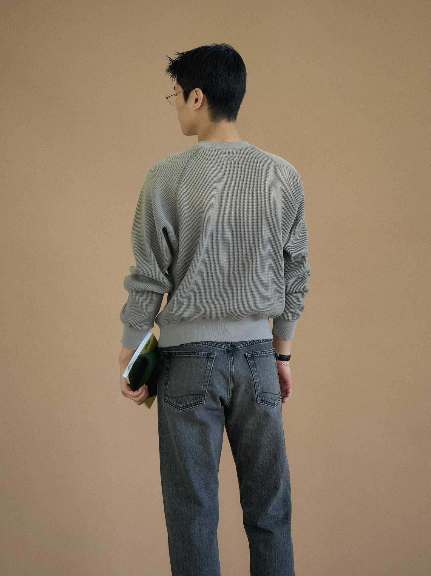 WAFFLE CREWNECK SWEATSHIRTS [ Gray ]