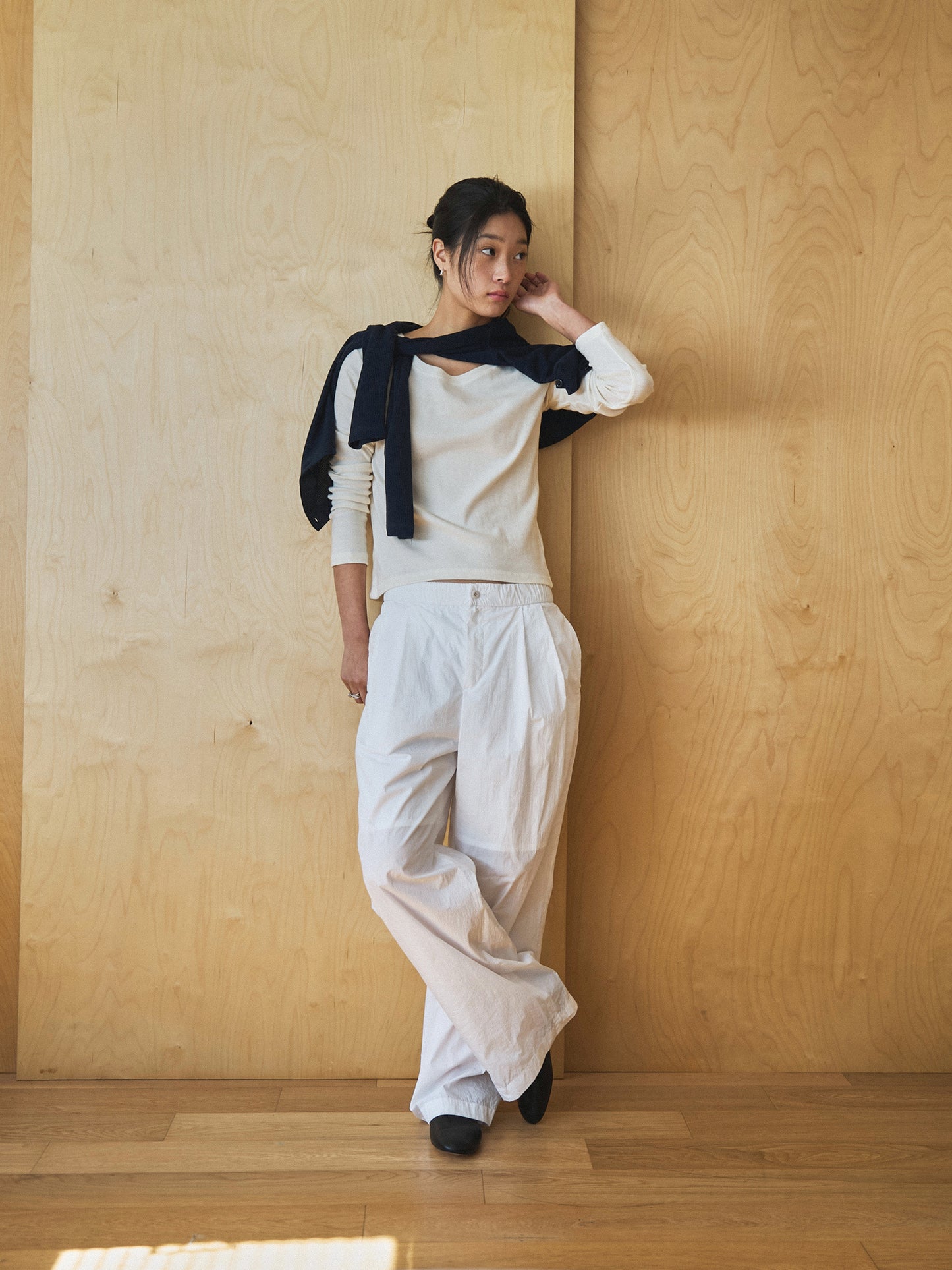 AIRY WAFFLE CARDIGAN [ Deep Navy ]