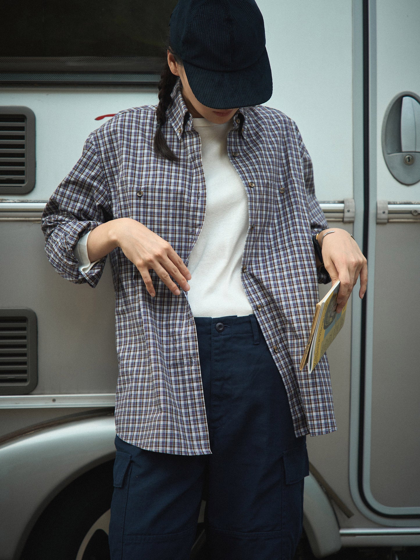 2 POCKET BUTTON DOWN SHIRT [ Violet Tartan ]