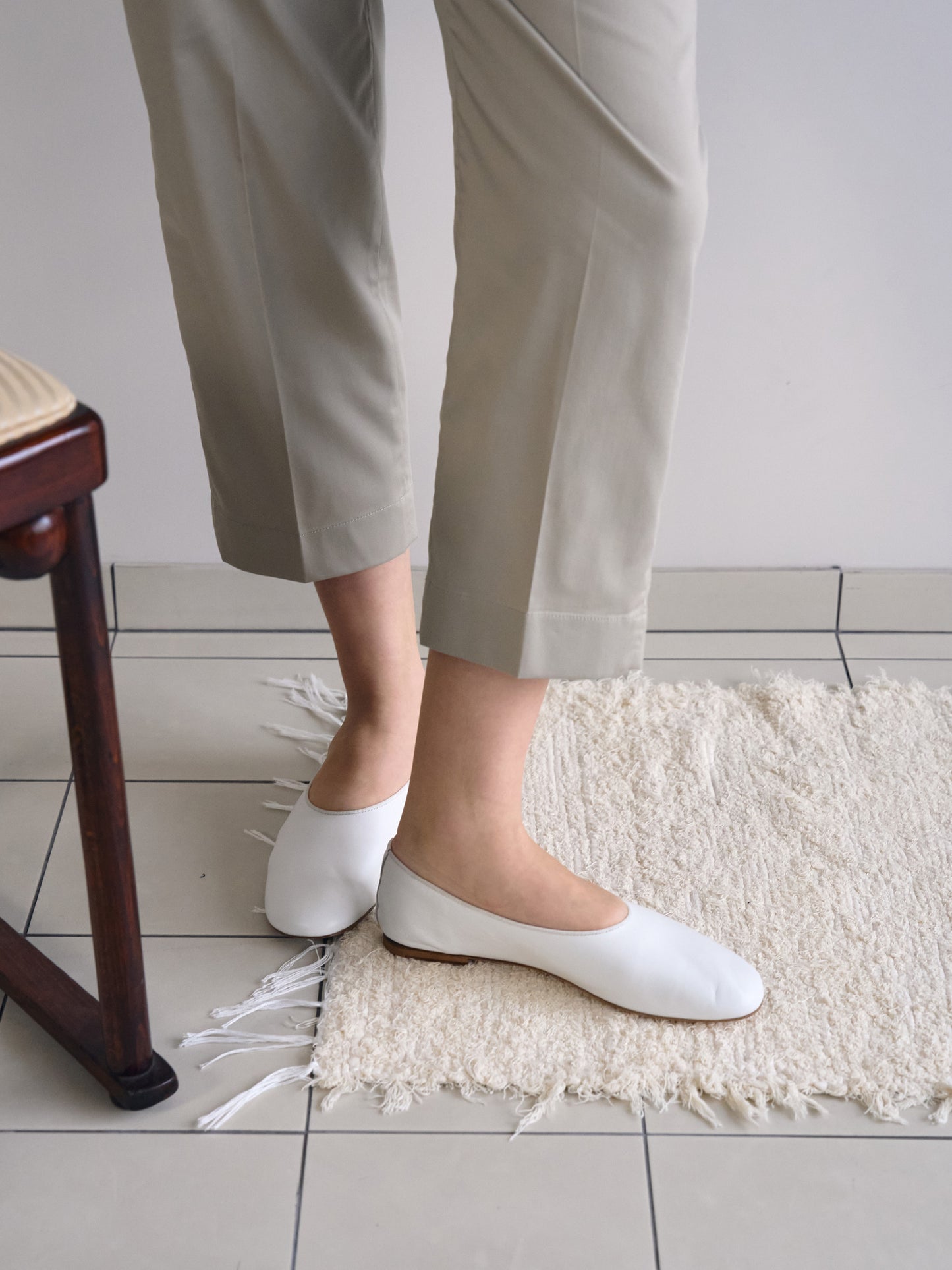 GRACE OPERA FLATS [ Clean White ] Italian Leather