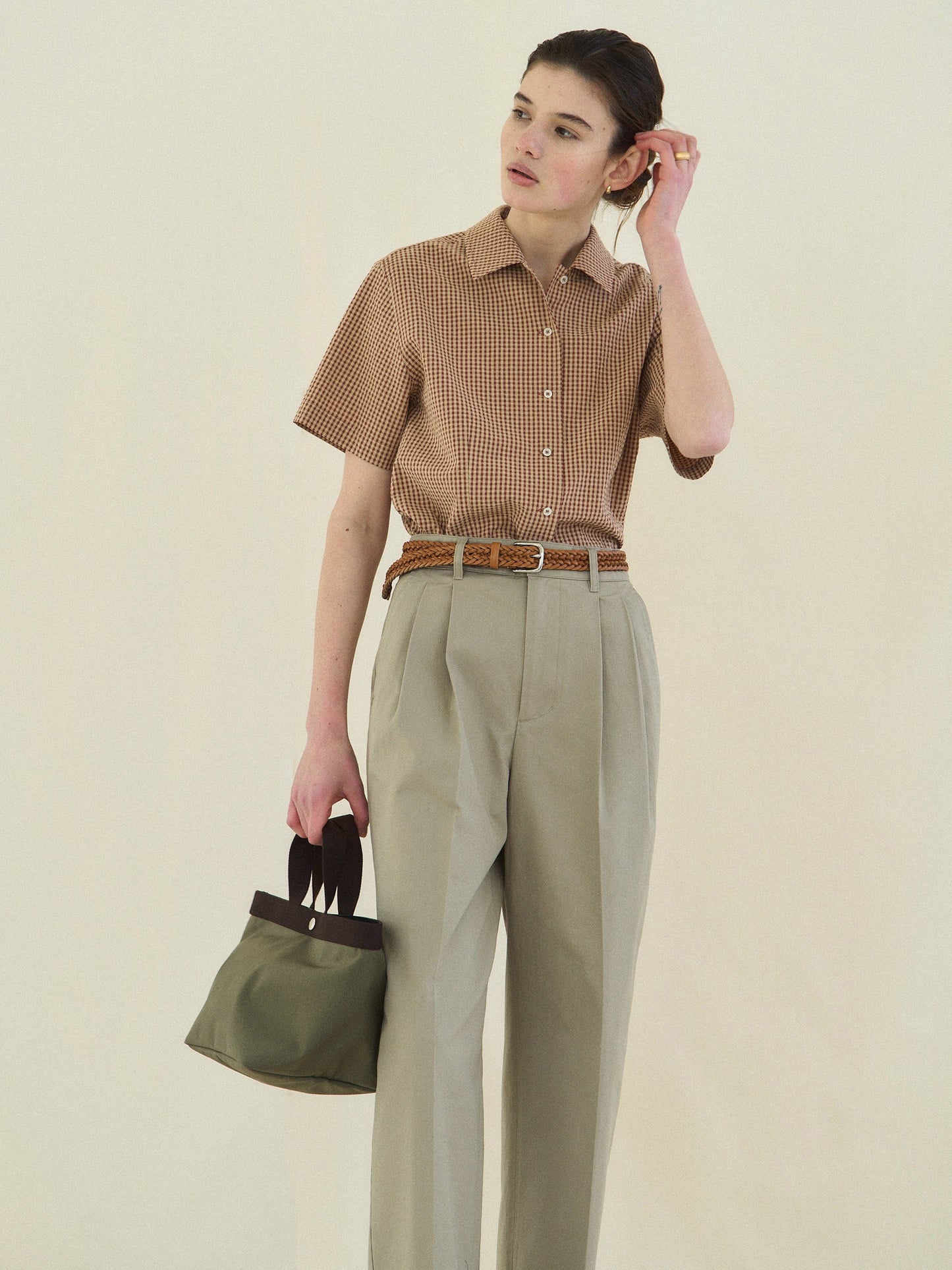 (-30%) ARIZONA CHECK SHIRT [ Brick Beige ] Organic Cotton
