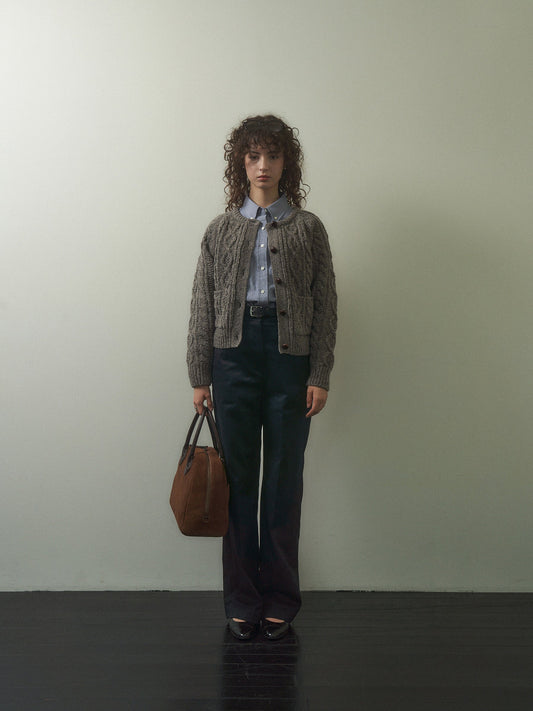 (-20%) CREAM TEA CABLE CARDIGAN [ Ash ]