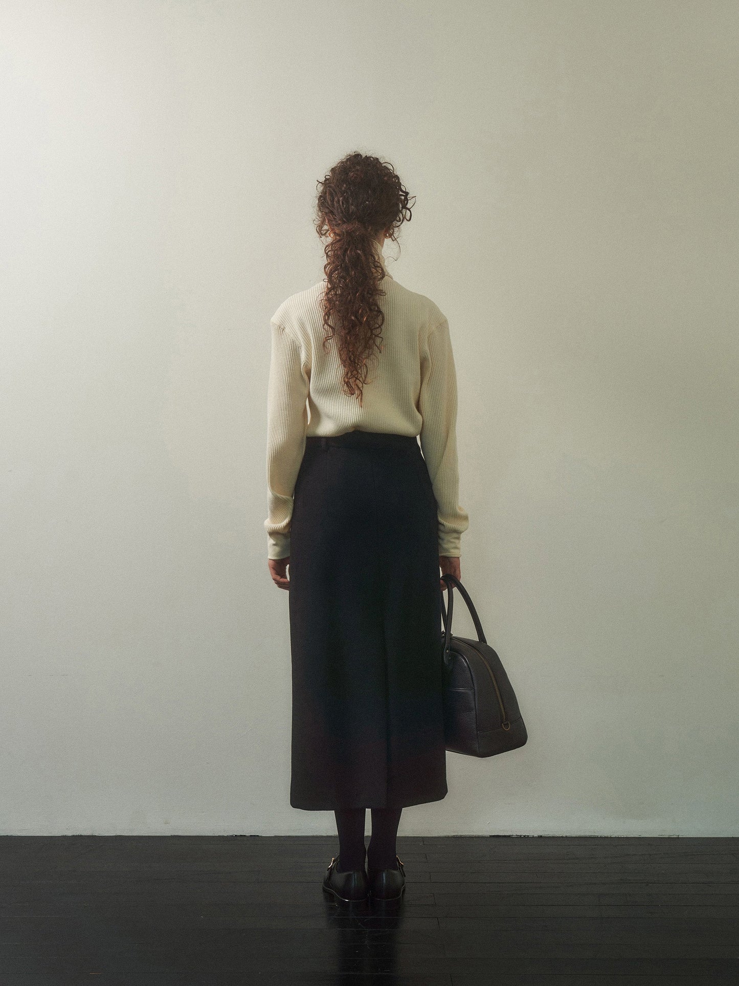 (-20%) EVENING WOOL SKIRT [ Black ]