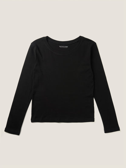 SMOOTH SCOOP NECK TOP [ Black ]
