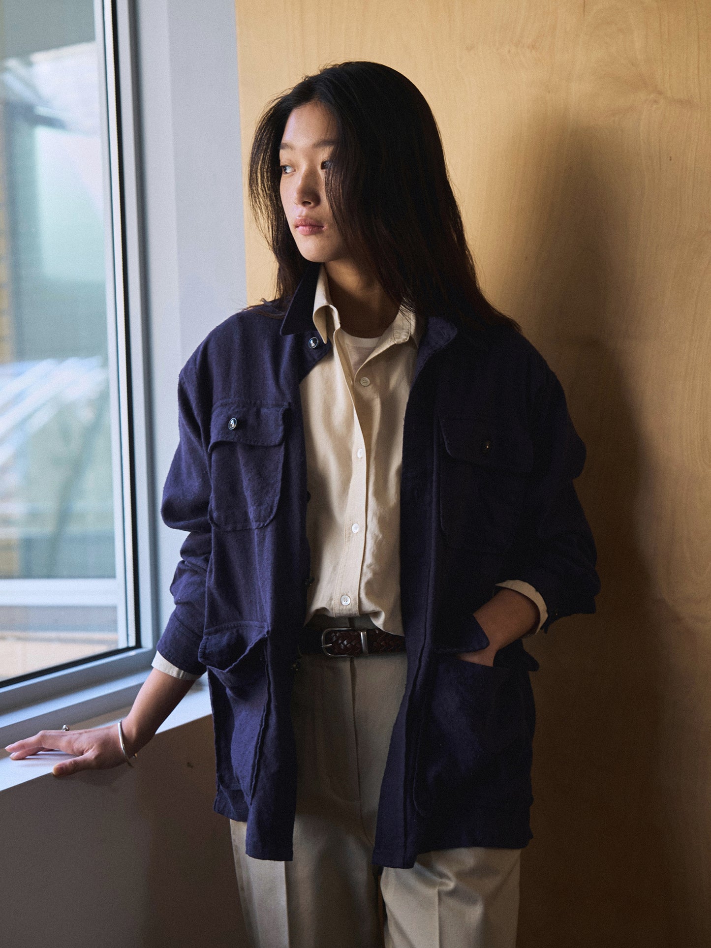 CAROLINE SILK LINEN JACKET [ Royal Blue ]