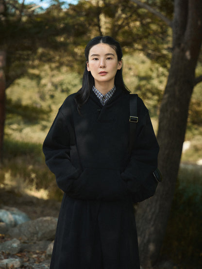 SHAWL COLLAR SWEATSHIRT [ Deep Black ]