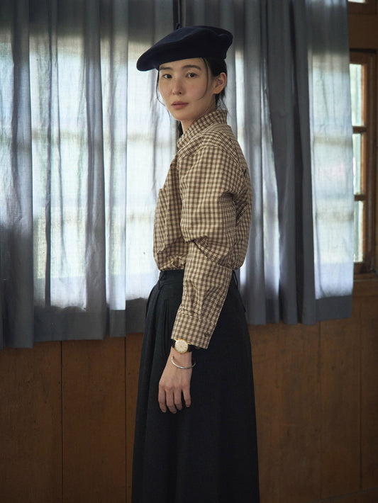 2 POCKET BUTTON DOWN SHIRT [ Beige Tartan ]