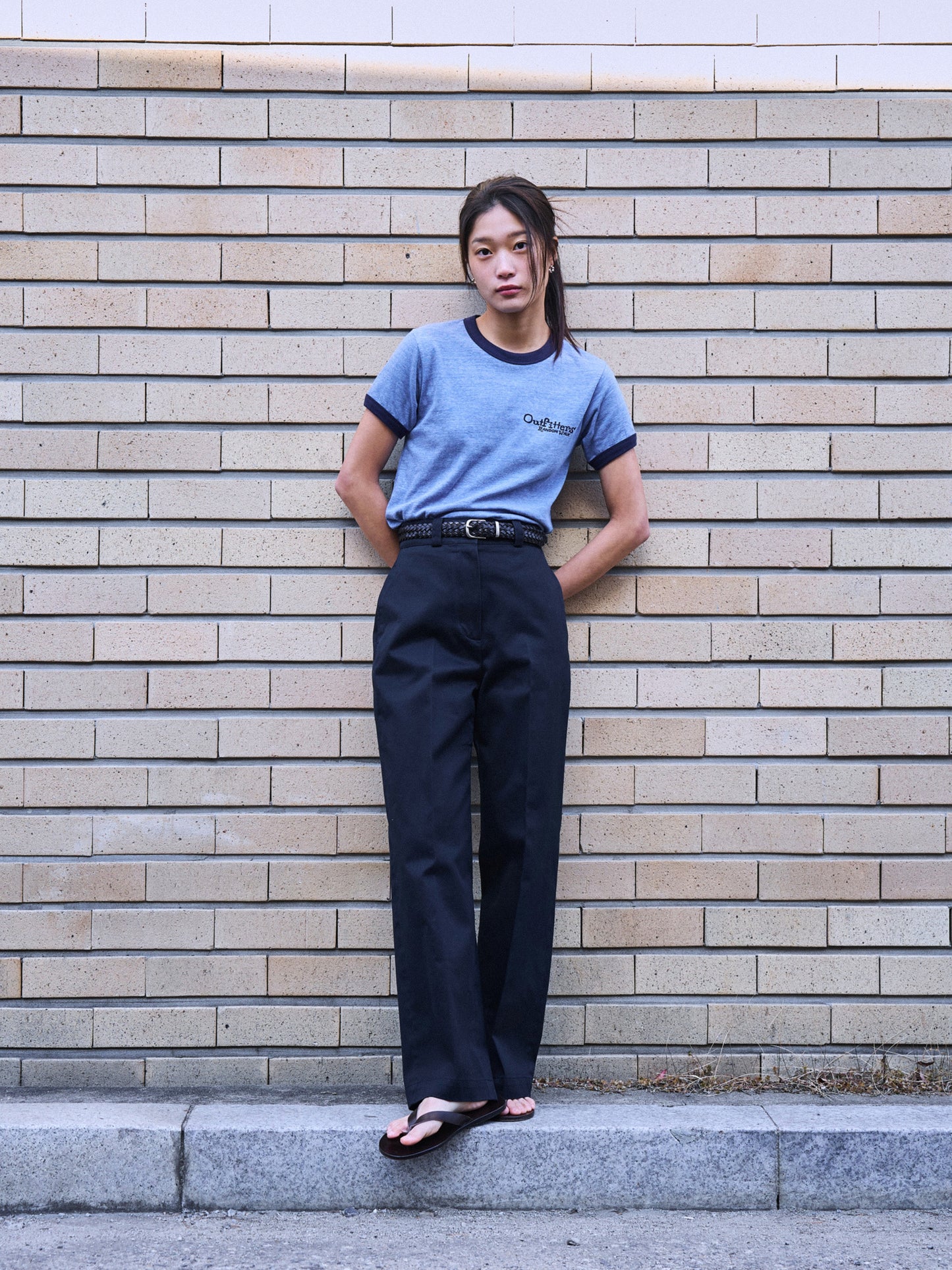 OUTFITTERS LOGO RINGER T-SHIRT [ Vintage Blue ]