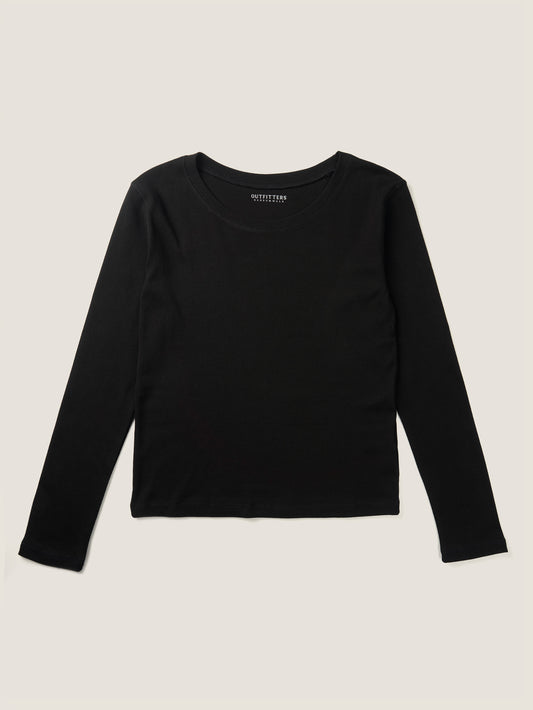 SMOOTH SCOOP NECK TOP [ Black ]