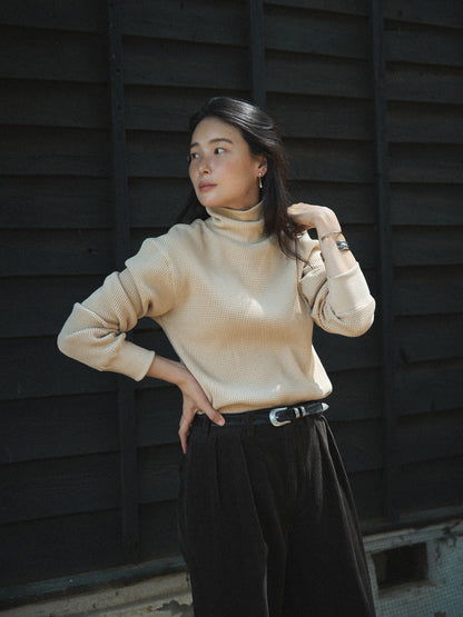 SALLY'S WAFFLE TURTLE TEE [ Biscuit Beige ] New Season