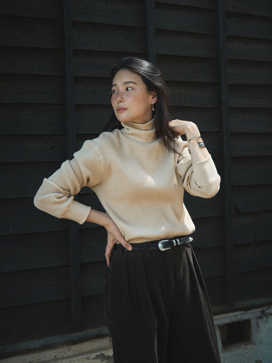 SALLY'S WAFFLE TURTLE TEE [ Biscuit Beige ] New Season