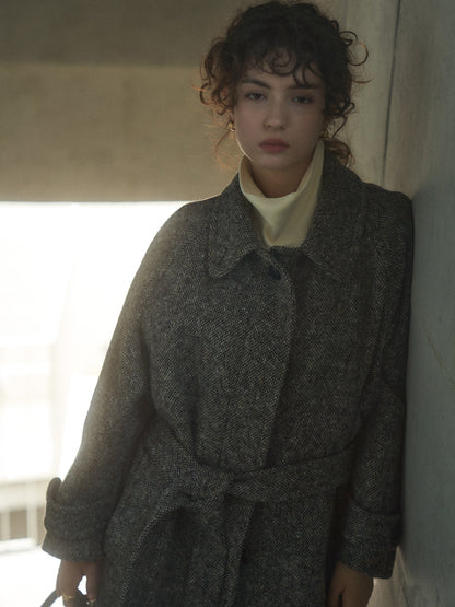 CHABROL COAT [ Salt & Pepper Black Tweed ]
