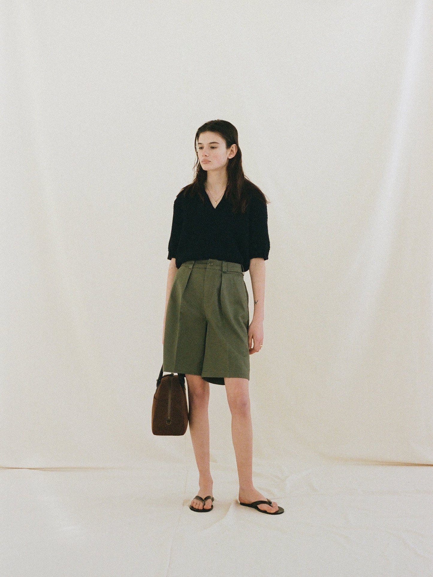 50's AMERICAN CHINO SHORTS [ Military Khaki ]