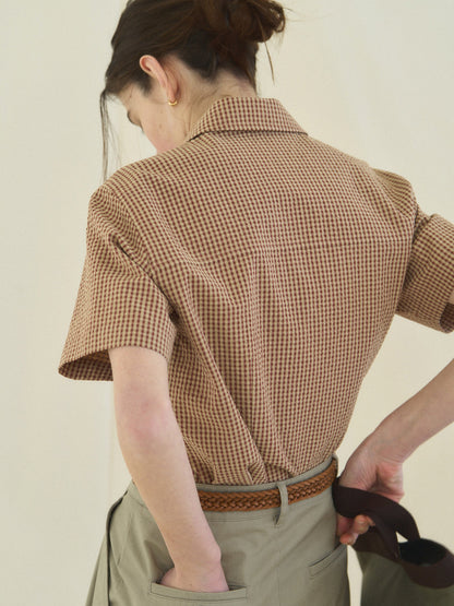 (-30%) ARIZONA CHECK SHIRT [ Brick Beige ] Organic Cotton
