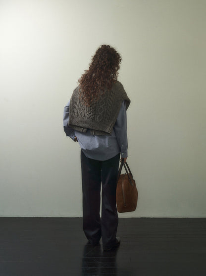 (-20%) CREAM TEA CABLE CARDIGAN [ Ash ]