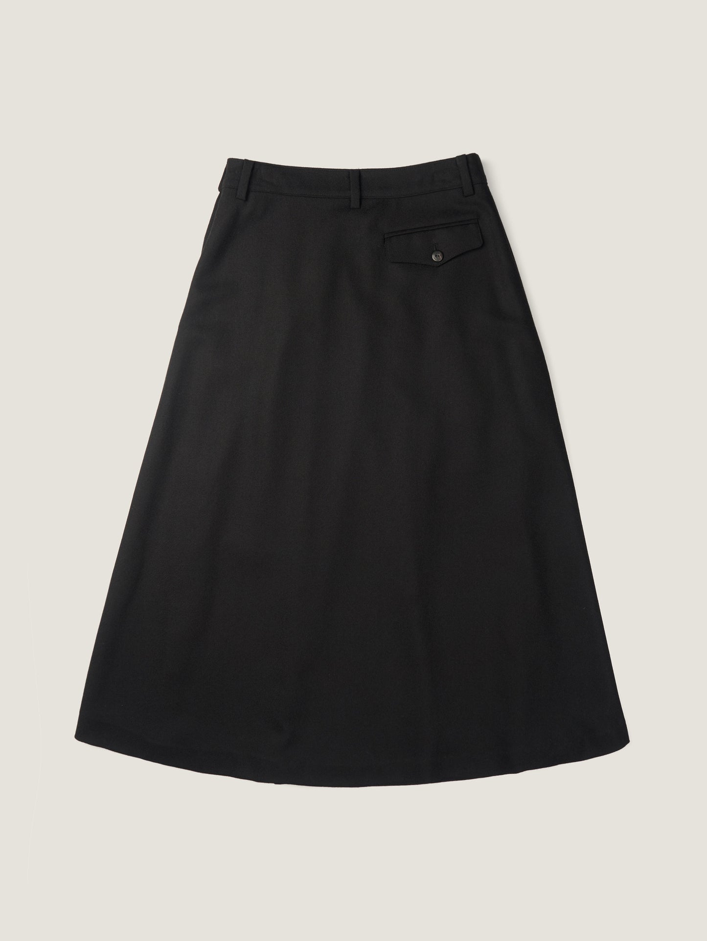 SIDE BUTTON WOOL CRAPE SKIRT [ Classic Black ]