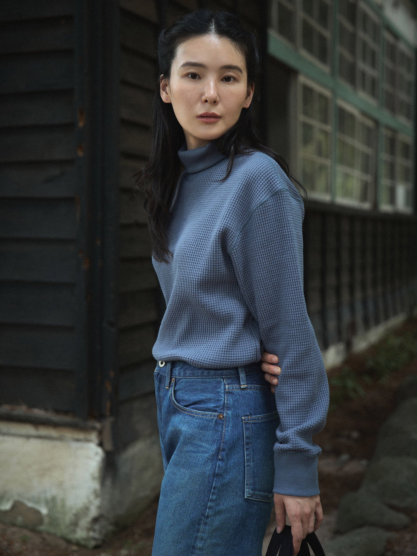 SALLY'S WAFFLE TURTLE TEE [ Smoke Blue ] New Season