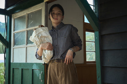 2 POCKET BUTTON DOWN SHIRT [ Violet Tartan ]