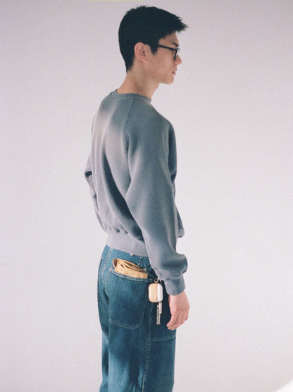 WAFFLE CREWNECK SWEATSHIRTS [ Blue ]