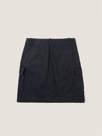 LILY UTILITY CARGO SKIRT [ Herringbone Navy ]