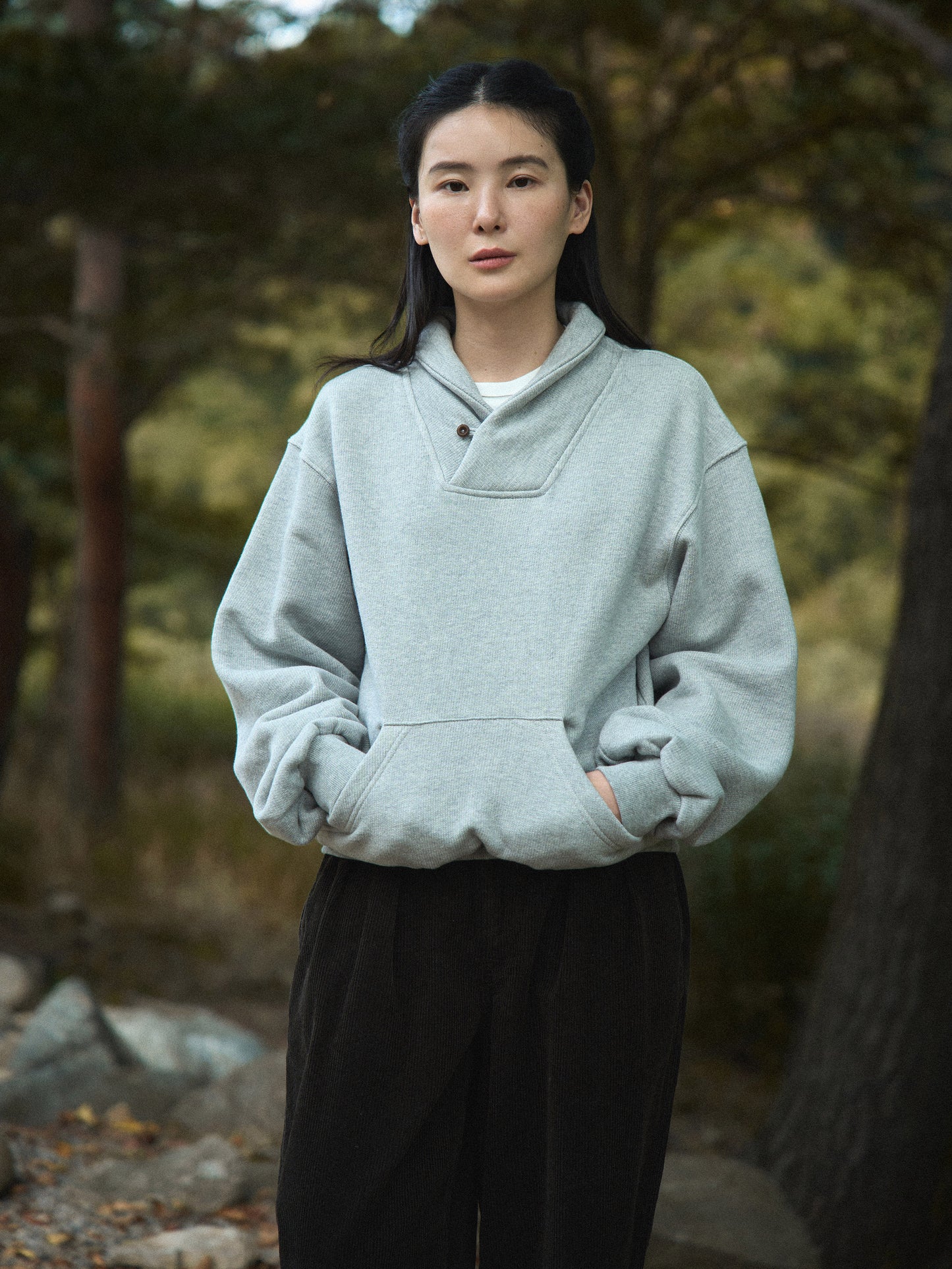 SHAWL COLLAR SWEATSHIRT [ Gray Melange ] 1st Reorder